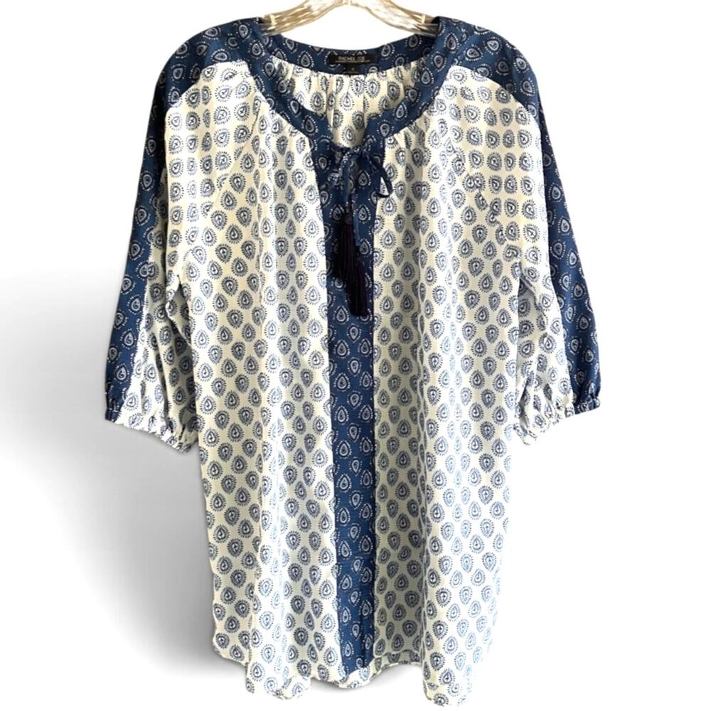 Rachel Zoe Top Paisley Print 3/4 Sleeves Tassels Tie Boho A Pea in the Pod S